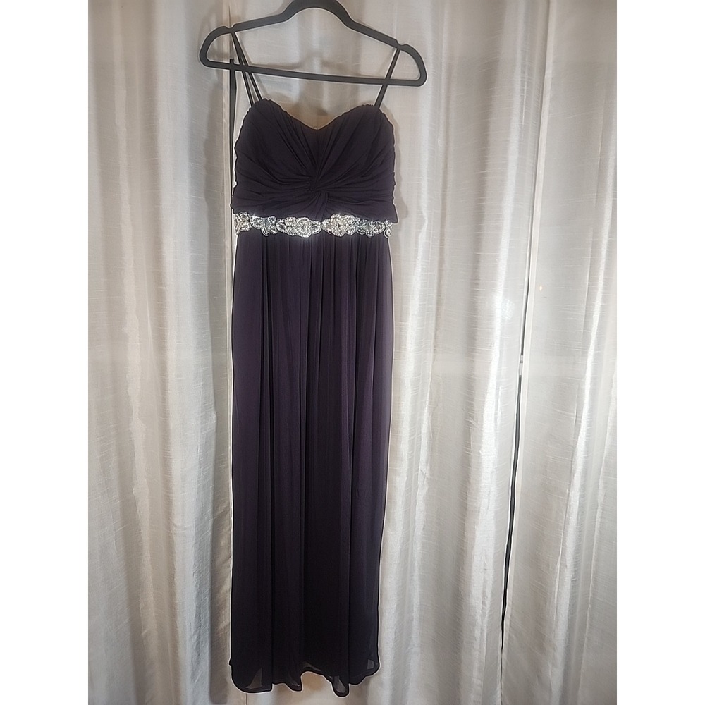 City Triangles Strapless Formal Dark Purple Dress Size 17 Chiffon overlay.
